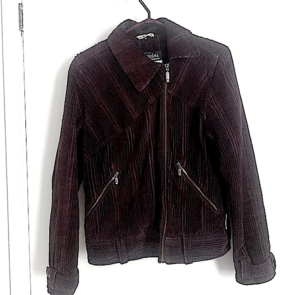 Corduroy Bomber Jacket/Coat by Columbia Sportswear Co. Burgundy Size 5/6